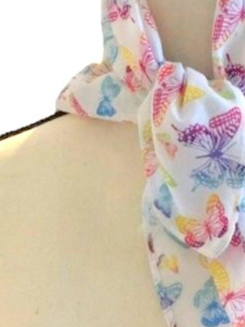 White Butterfly Bandanna Scarf - Picture 2 of 4
